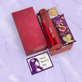 Personalized Women's Day Gift Hamper with Bottle & Silk