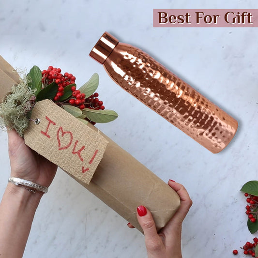 Giftana 1000ml Copper Ayurvedic Water Bottle - BPA Free - Giftana