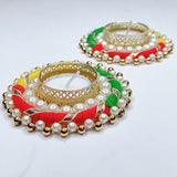 Giftana Elegant Designer Golden Diya Holders for Diwali (Pack of 2) - Giftana