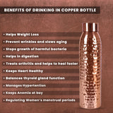Giftana 1000ml Copper Ayurvedic Water Bottle - BPA Free - Giftana