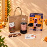 Diwali Tech & Treats Gift Set – Blender, Brittle & Jute Bag