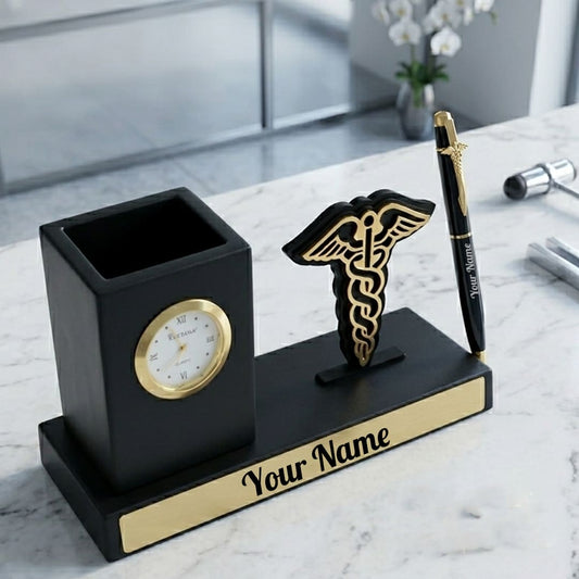 Best Personalized Gift for Doctors with Pen Stand Clock Set
