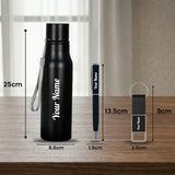 Personalized Bottle Pen Keychain Gift Set Premium Black Box