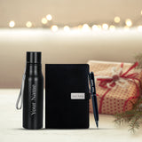Elegant Personalized Gift : Bottle, Magnet Diary & Pen Set - Giftana