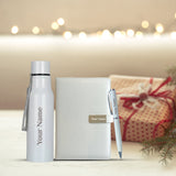 Elegant Personalized Gift : Bottle, Magnet Diary & Pen Set - Giftana