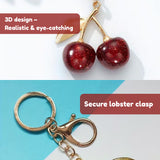 Cherry Keychain Cute Red Charm Key Ring for Bags and Keys