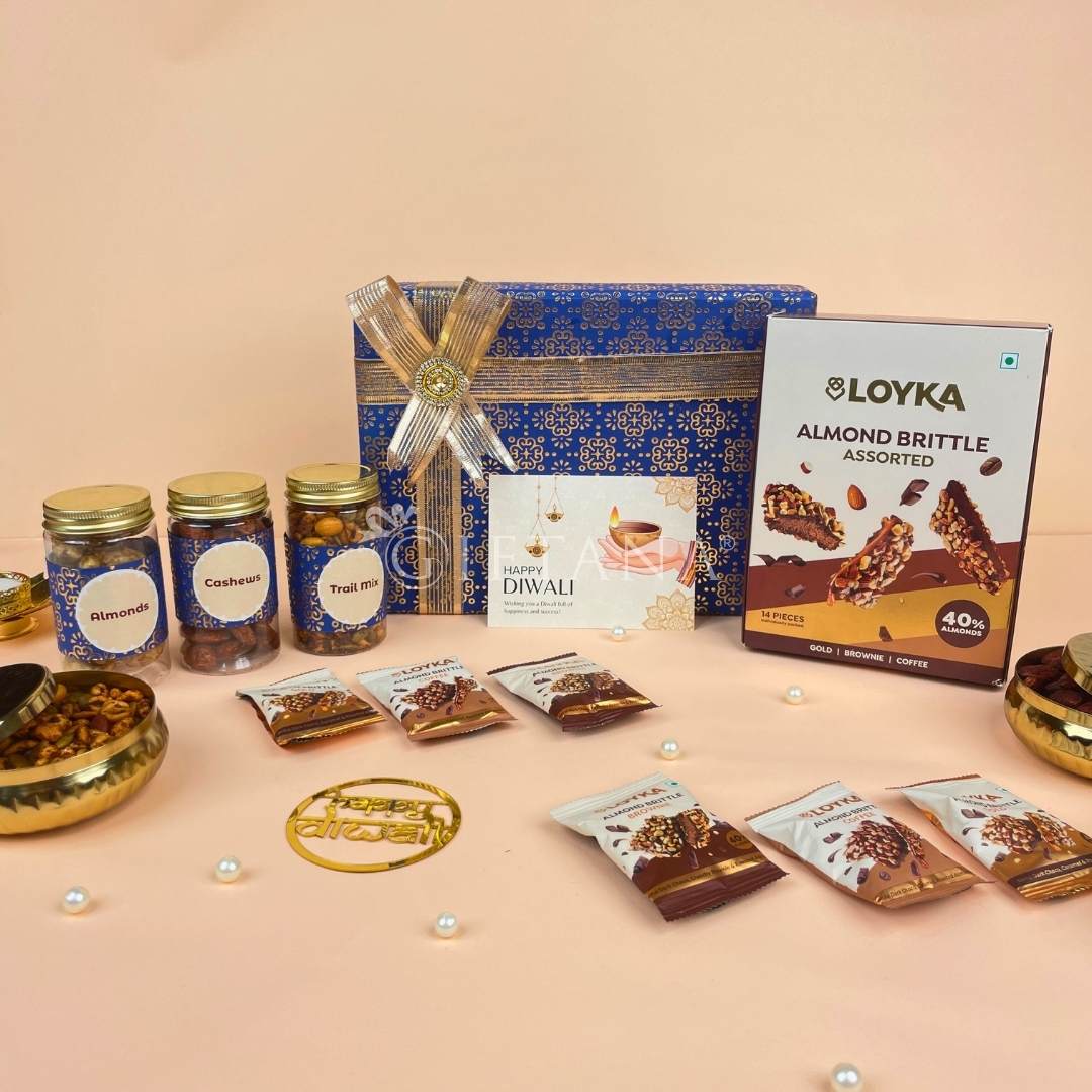 Corporate Diwali Gifts India β Premium Almond Brittle and Dry Fruits Hamper by Giftana