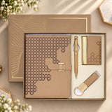 Corporate Luxe Collection - Premium Executive Notebook Gift Set with Gold Pen, Card Holder & Keychain