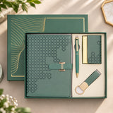 Corporate Luxe Collection - Premium Executive Notebook Gift Set with Gold Pen, Card Holder & Keychain