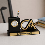 Custom CA Desk Organizer Gift with Clock & Pen Set