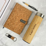 Custom 4 in 1 Cork Gift Set with Diary Pen Keychain Bottle