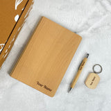 Custom Bamboo Gift Set - Diary, Pen & Keychain | Name Engraved