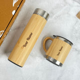 Custom Bamboo Mug and Bottle Gift Set | Eco Personalized Combo