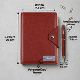 Custom Name Tan Planner Diary & Pen Gift Set