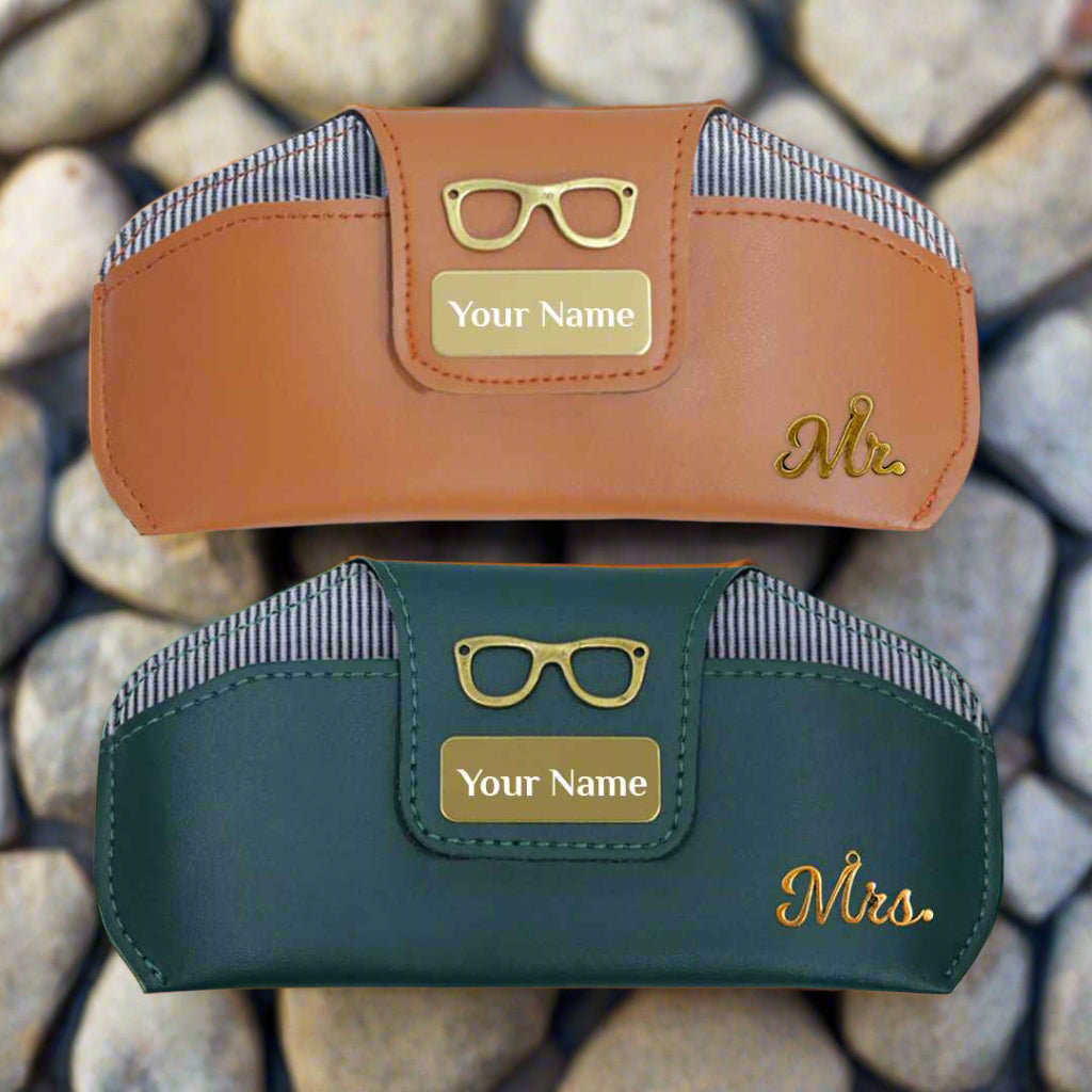 Customized Leather Sunglasses Case Combo with Name & Charms - Giftana