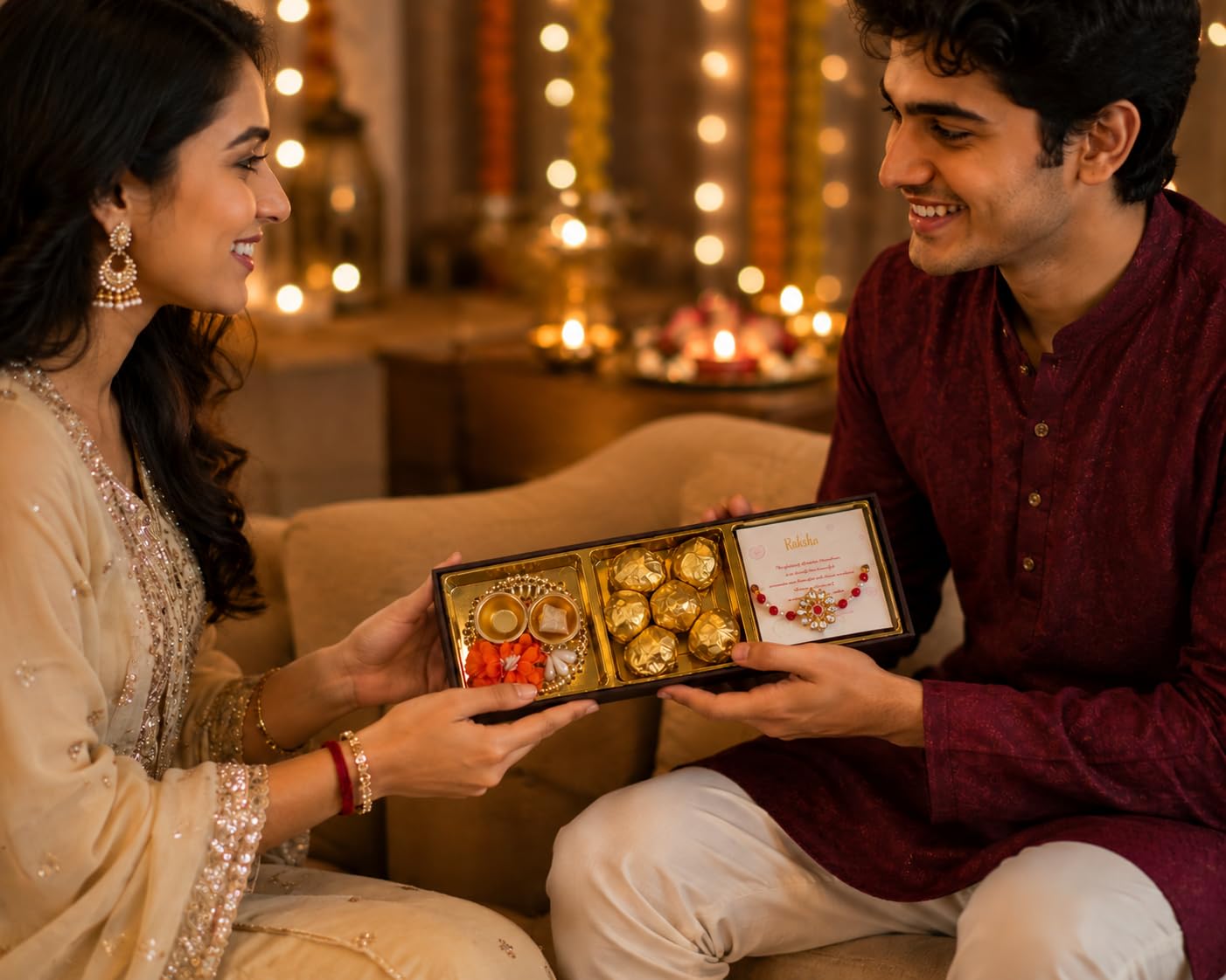 Designer Rakshabandhan Gift Set with Puja Thali
