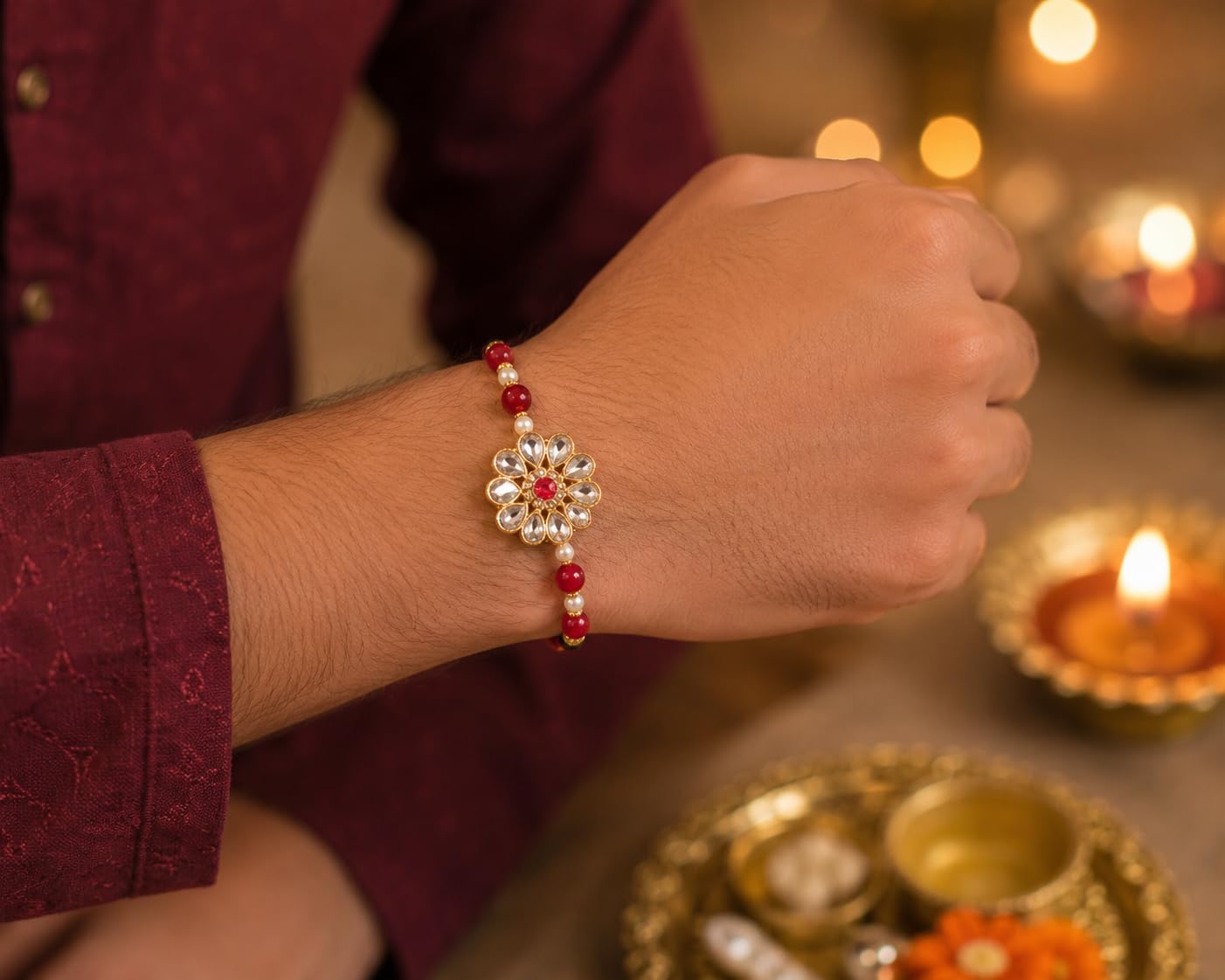 Designer Rakshabandhan Gift Set with Puja Thali