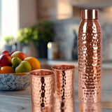 Copper Bottle with Glasses, Almonds & Cashews Gift Set - Giftana
