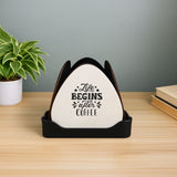 Giftana Lotus Coaster Gifts Set with Engraved Tea & Coffee Quotes