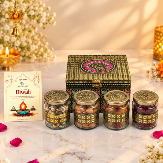 Peacock 4 Jar – Dry fruit diwali gift hamper