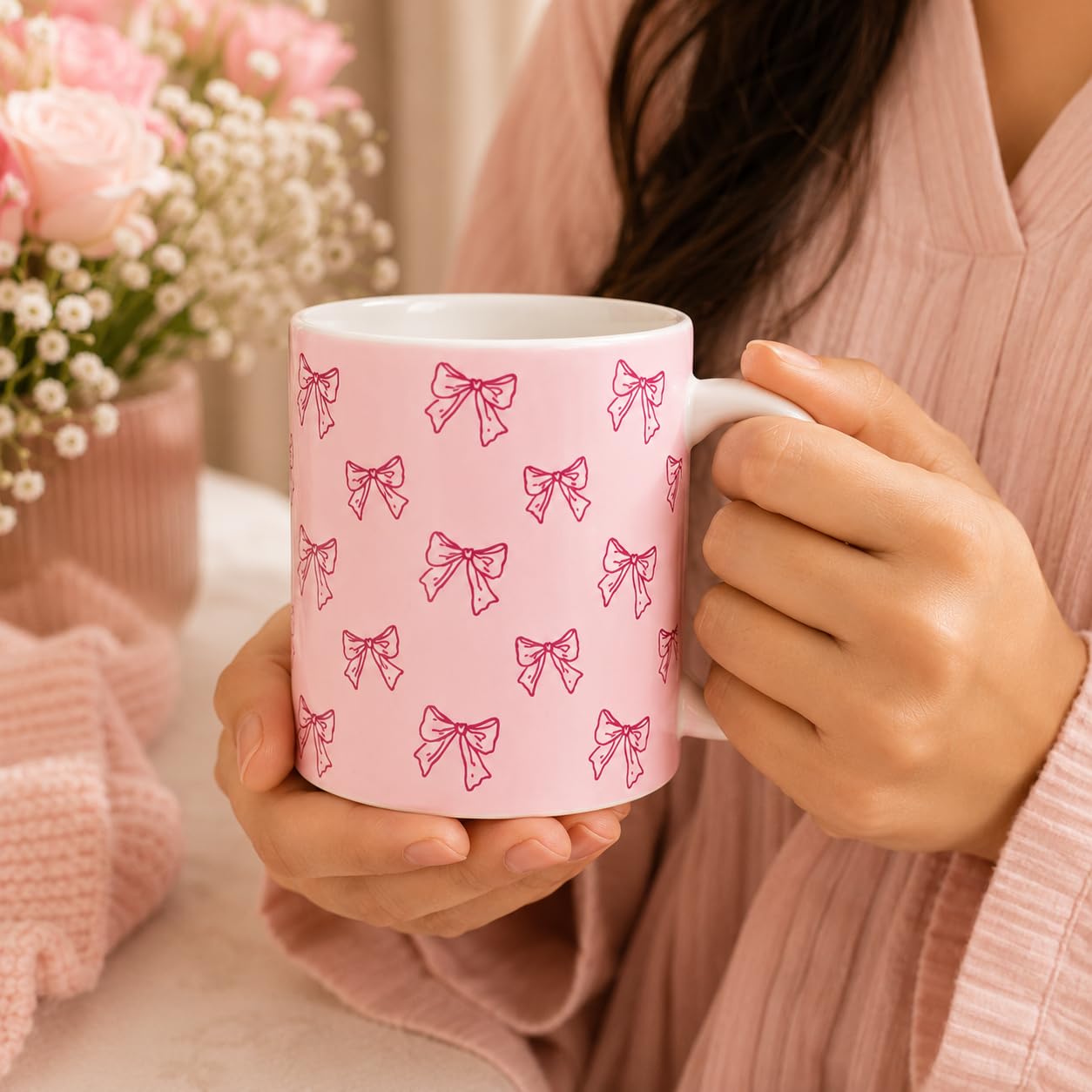 Perfect Gift for Her with Ceramic Mug, Scrunchies & Heart Keychain