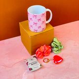 Perfect Gift for Her with Ceramic Mug, Scrunchies & Heart Keychain