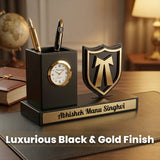 Personalized Advocate Office Desk Organizer Gift with Clock & Pen