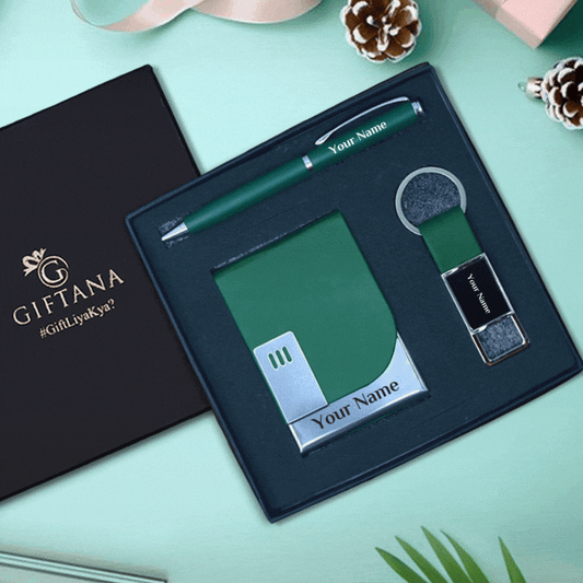 Personalized Gift : Engraved Pen, Metal Keychain & Card Holder - Giftana