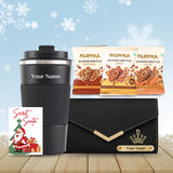 Personalized Festive Set : Tumbler, Ladies Wallet, Loyka Assorted - Giftana