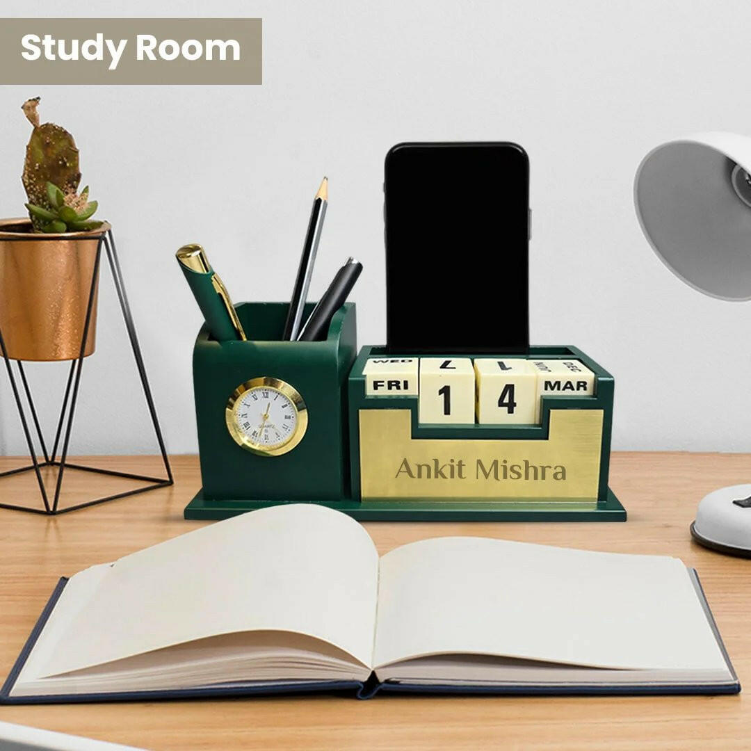 Personalized Pen Stand with Card Holder Table Watch Mobile Phone Sta Giftana