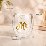 Premium Mr & Mrs Glass Mug Set for Couples