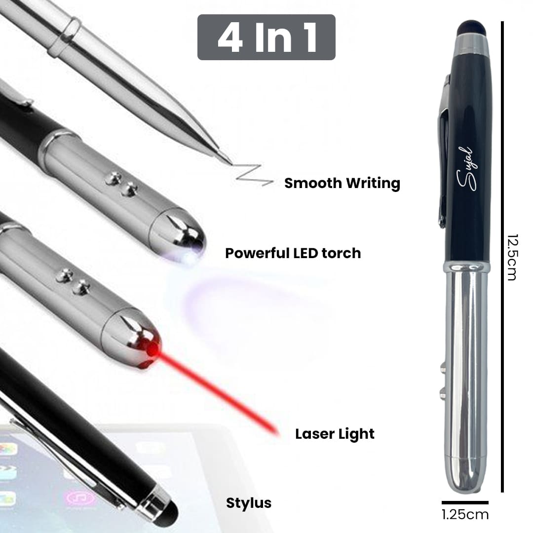 Premium 4-in-1 Personalized Laser Pointer Pen : Ideal Personalized Gift - Giftana