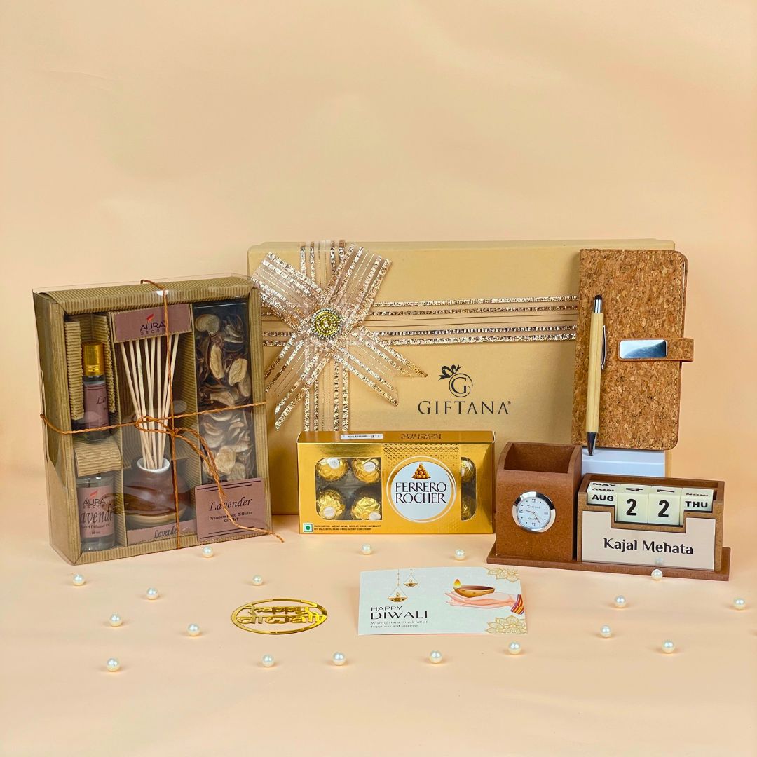 Diwali Reed Diffuser Gift Set with Desk Organaizer set