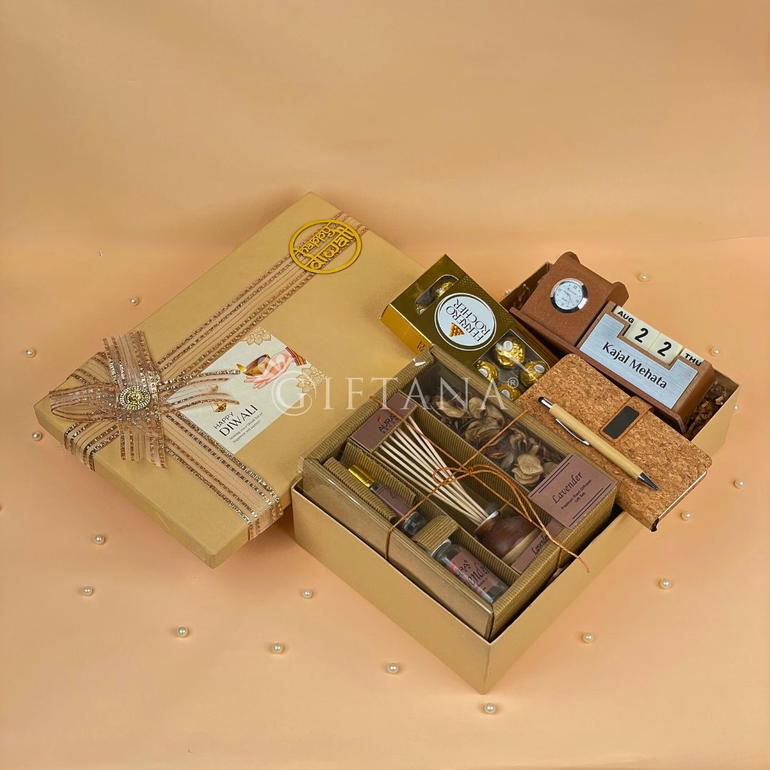 Diwali Reed Diffuser Gift Set with Desk Organaizer set