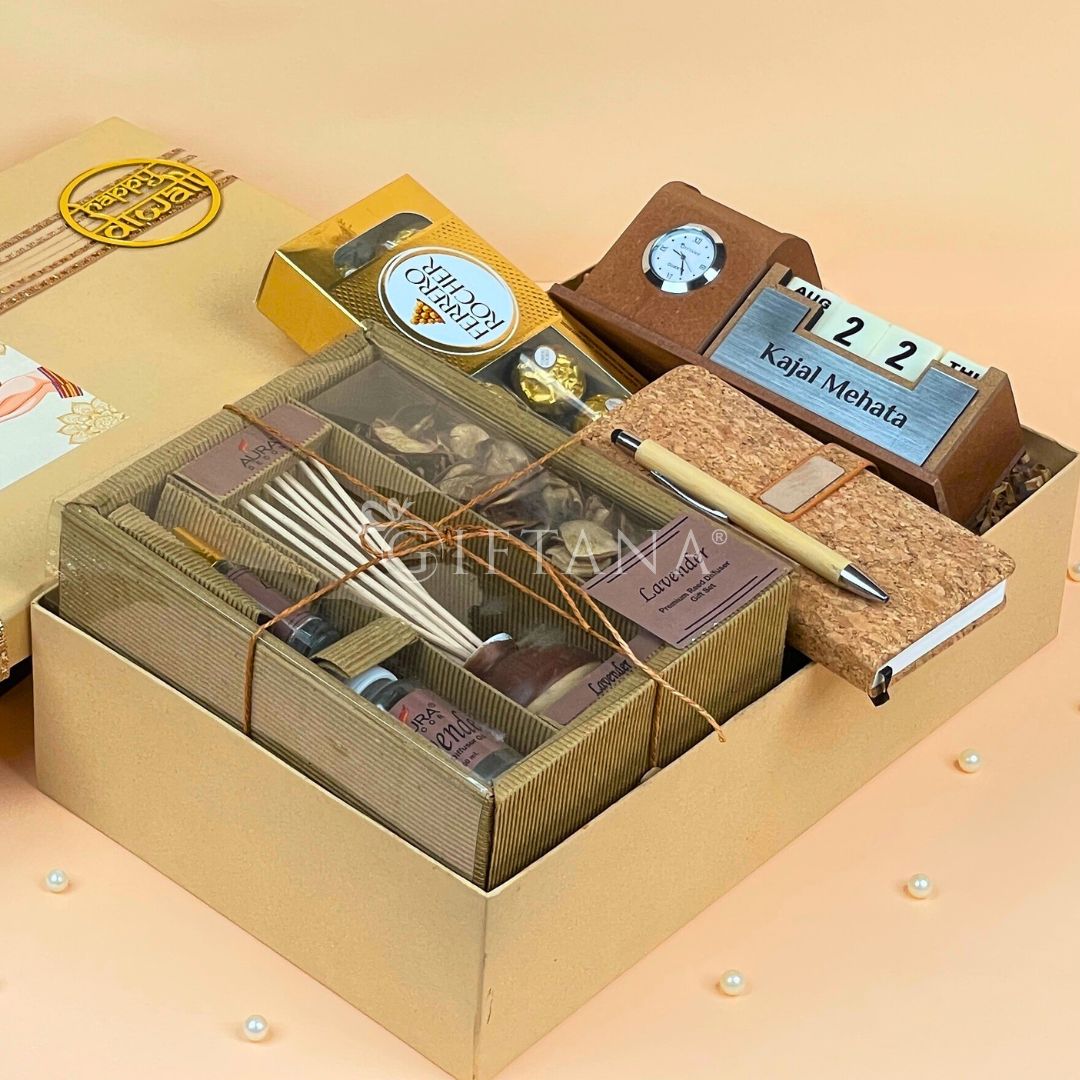 Diwali Reed Diffuser Gift Set with Desk Organaizer set