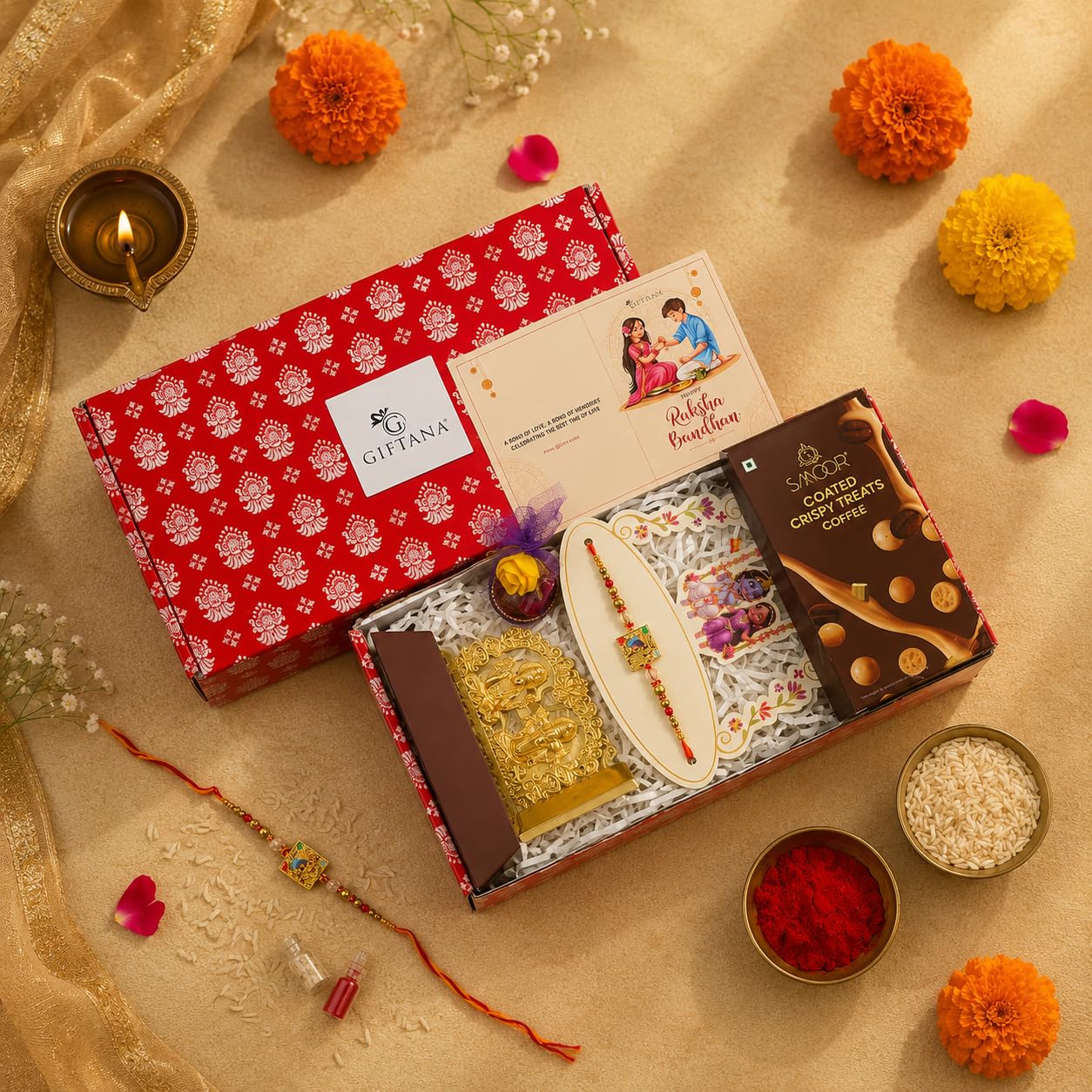 Online Gifts for Rakhi with Laxmi & Ganesha Idol Set