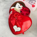 Romantic Valentine's Day Heart Box with Teddy Bear & Roses
