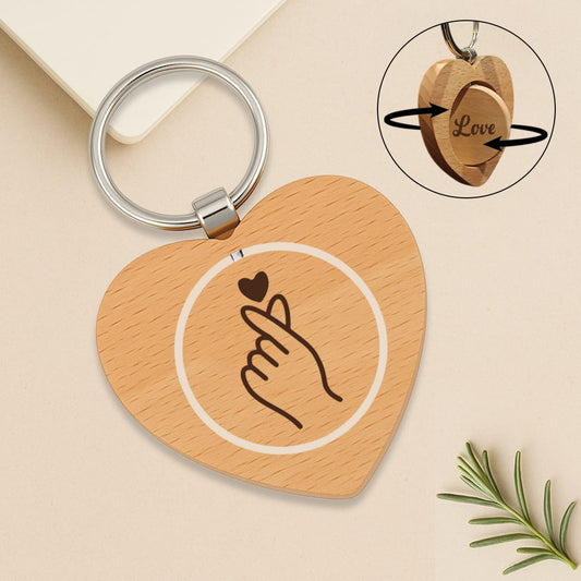 Rotating wooden keychain