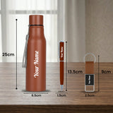 Personalized Bottle Pen Keychain Gift Set Premium Black Box