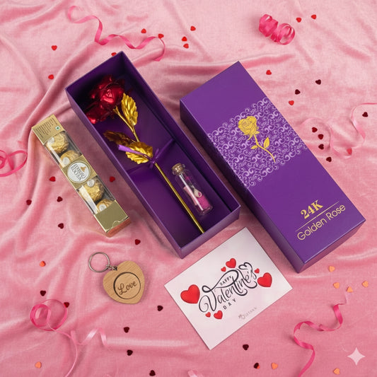 Valentine’s Day Romantic Gifts Hamper with Rose & Message Bottle