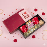 Valentine's Day Love Gift Hamper for Him & Her with Heart Mugs & Ferrero