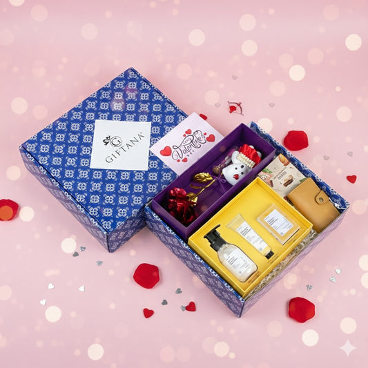 Valentine's Day Premium Romantic Gift Hamper with Saffron Swirl & Red Rose