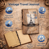 Paris Vintage Leather Travel Journal Diary Refillable Notebook
