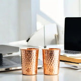 Hammered Pure Copper Glass Pack of 2 Elegant Drinkware