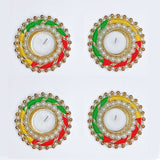 Giftana Multicolor Traditional Golden Diya Holders for Diwali (Pack of 4) - Giftana