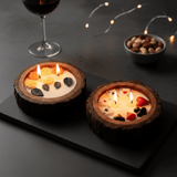 Luxury Flower and Poker Candle Combo Wooden Bowl Gift Set for Couples