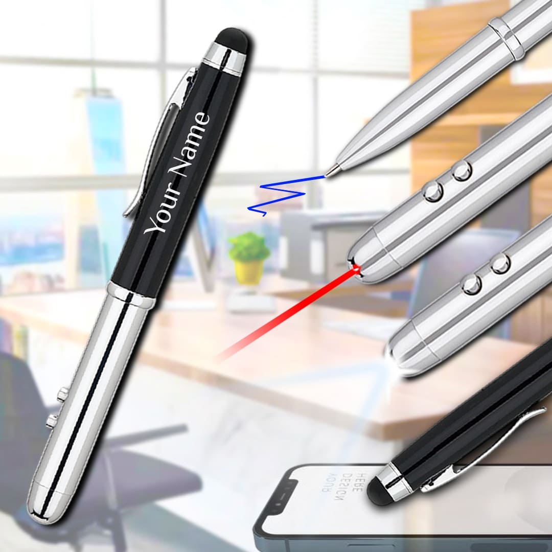 Premium 4-in-1 Personalized Laser Pointer Pen : Ideal Personalized Gift - Giftana