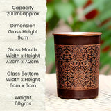 Vintage Copper Bottle with 2 Engraved Copper Glasses Set