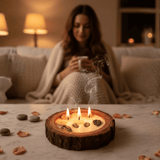 Luxury Flower Candle Gift in Wooden Bowl Gifts for Her