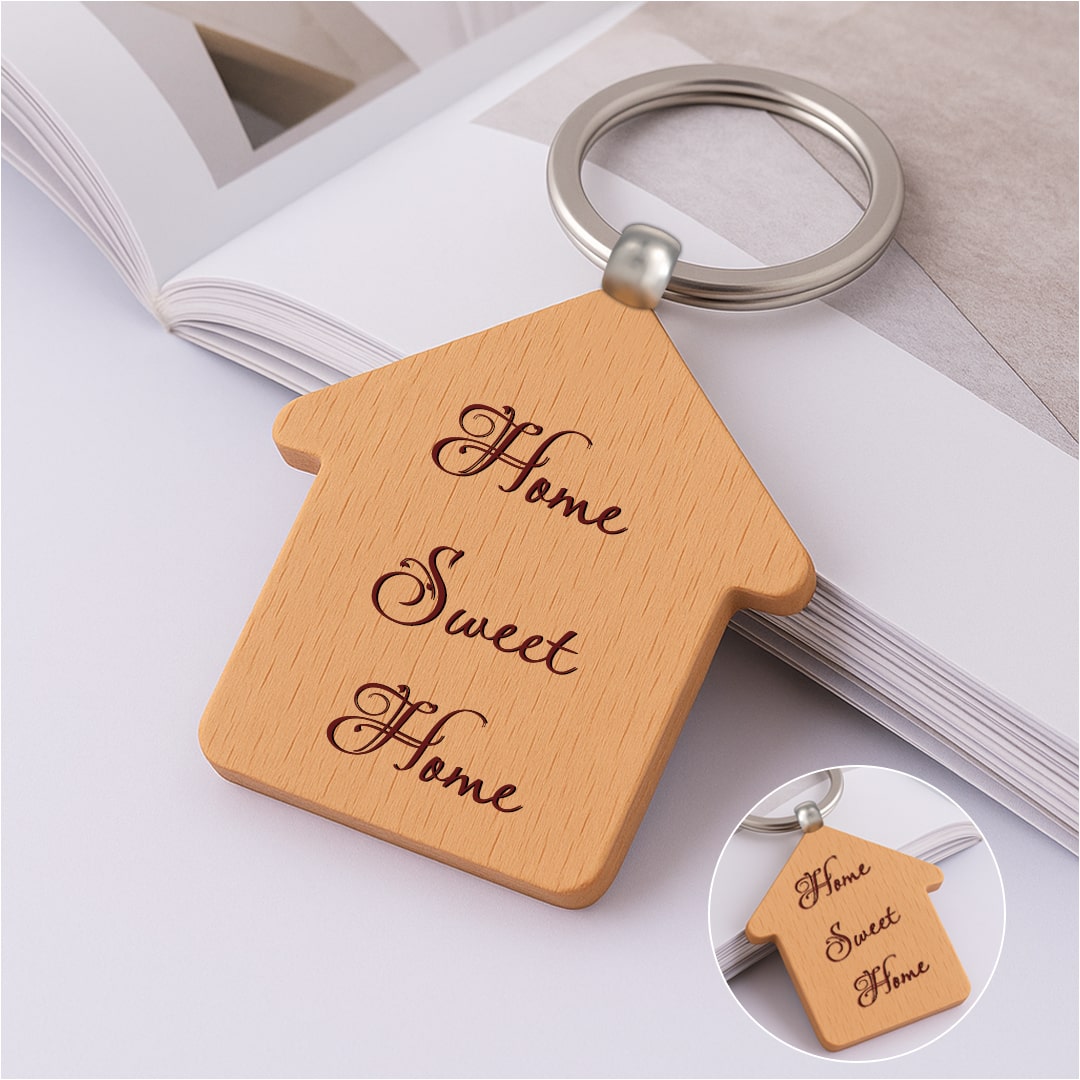 wooden keychain home sweet home